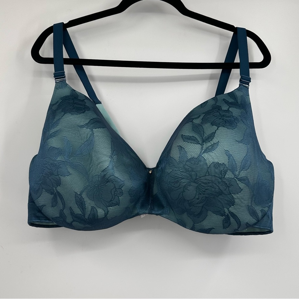 Cacique Floral Lace Teal Bra size 44H E0031
